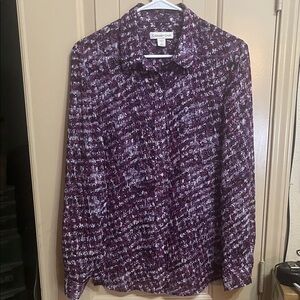 Coldwater Creek Purple and White Patterned Button Down Shirt